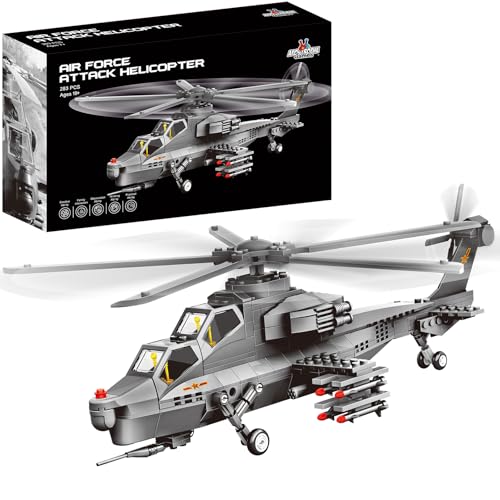 Apostrophe Games Juego de Bloques de Construcción de la Fuerza Aérea de Helicópteros de Ataque (283 Piezas) Compatible con Bloques de Construcción de Marcas Líderes