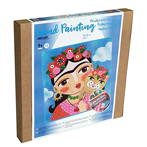 Arenart | 1 Lámina Frida Kahlo 38x38cm | para Pintar con Arenas de Colores | Manualidades para Adultos y Jóvenes | Dibujo Fácil