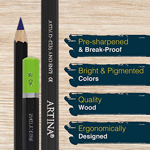 Artina Aquarilo Lápices Acuarelables Set de 48 Lápices - Juego profesional de lápices de colores de madera FSC de alta pigmentación solubles en agua - Para Dibujar y Pintar