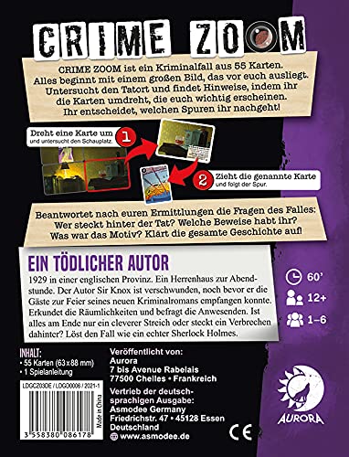 Asmodee Crime Zoom Fall 3: Un Autor letal de la Familia, Juego de Rompecabezas, alemán