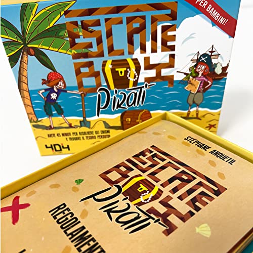 Asmodee - Escape Box: Piratas - Divertido Juego en Caja para organizar una búsqueda del Tesoro, 2-5 Jugadores, 7-12 años, edición en Italiano