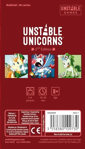 Asmodee - TeeTurtle Unstable Unicorns - Extensión: Edición de Navidad - Juegos de Mesa - Juegos de Cartas - Juegos para Adultos y niños a Partir de 8 años - 2 a 8 Jugadores - Versión Francesa