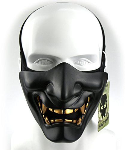ATAIRSOFT Media mascarilla Táctico Protector Paintball Disfraz de Halloween de plástico Airsoft Cosplay BB Evil Demon Monster Mask (Negro)