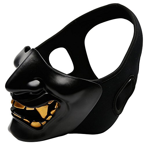 ATAIRSOFT Media mascarilla Táctico Protector Paintball Disfraz de Halloween de plástico Airsoft Cosplay BB Evil Demon Monster Mask (Negro)