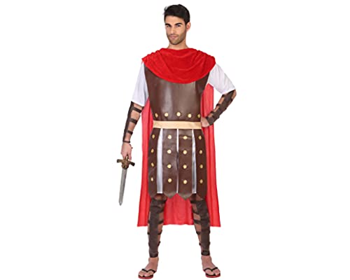 Atosa Disfraz Legionario Hombre Adulto, Gladiador Amante de las Batallas Antigua Roma, Formado por Capa, Túnica, Puños y Espinilleras, Sobrio y Eficaz para Cualquier Ocasión, Talla XL