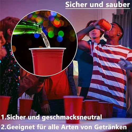 Aufun [200+20] Beer Pong Party Set, Party Cups 100 Red Cups + 100 Blue Cups + 20 Ping Pong Balls para Fiesta y Juego
