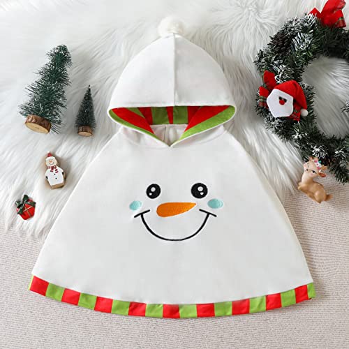 Baby Girls Christmas Cloak Coat Toddler Christmas Cartoon Snowman Fancy Party Costume Robe Kids Cloak Trendy Outwear C-66