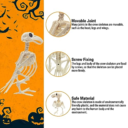 badaren Esqueleto de Cuervo, Esqueleto de Cuervo de Plastico, Esqueletos de Animales, Cuervo Huesos Esqueleto, Esqueleto Decoracion de Halloween para Fiesta de Halloween, Casa Embrujada