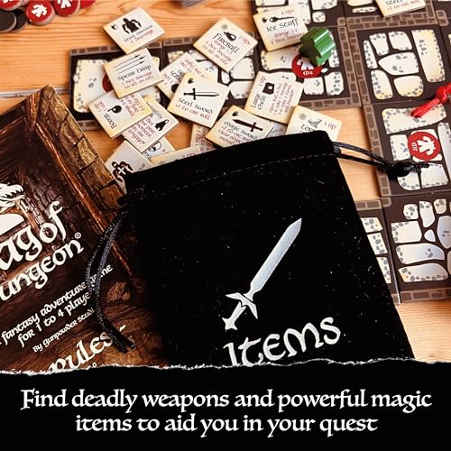 Bag of Dungeon - Dare You Enter The Dragon'S Lair? - A Family Fantasy Adventure Board Game for 1-4 Players Ages 7 and up