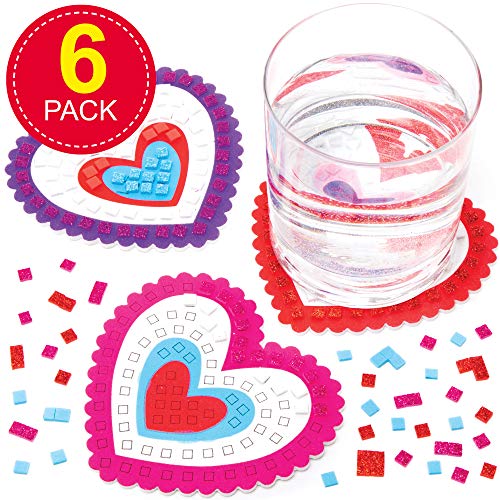 Baker Ross AT540 Kits Mosaicos Posavasos Corazón Set para niños (paquete de 6)