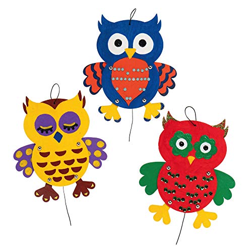 Baker Ross AX159 Kits Marionetas De Madera Búho - Paquete De 4, Juegos De Pintura De Artesanía En Madera Para Niños, Proyectos De Arte