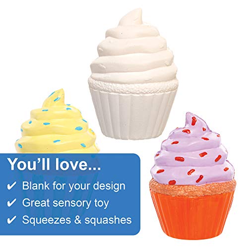 Baker Ross AX856 Cupcake para Apretar - Paquete de 4, decora tu propio juguete para apretar para niños y para proyectos de manualidades