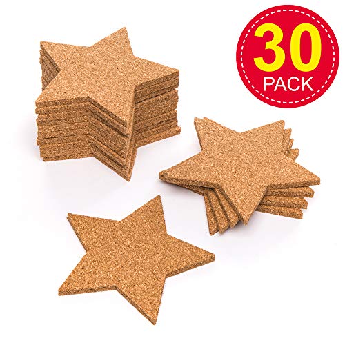 Baker Ross Pack de posavasos de corcho en forma de estrella (pack de 30) para manualidades y decoraciones navideñas infantiles