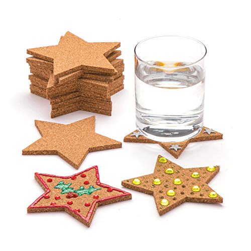 Baker Ross Pack de posavasos de corcho en forma de estrella (pack de 30) para manualidades y decoraciones navideñas infantiles