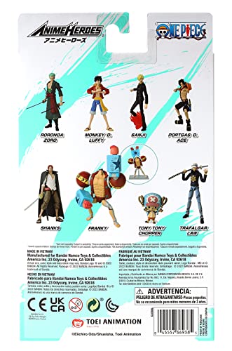 BANDAI Anime Heroes - Figura de acción de Franky de una Pieza | 17 cm articulada con Soporte de exhibición de Accesorios Pirate Toys Range, excelente Regalo, (36938)