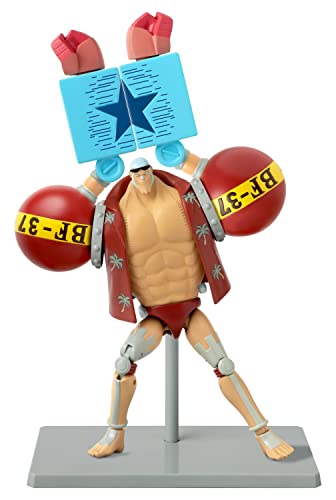 BANDAI Anime Heroes - Figura de acción de Franky de una Pieza | 17 cm articulada con Soporte de exhibición de Accesorios Pirate Toys Range, excelente Regalo, (36938)