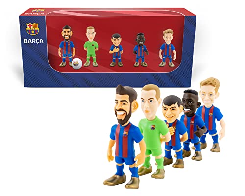 Bandai - Minix Pack de 5 Muñecos del Futbol Club Barcelona | Figuritas de los Jugadores: Piqué, Pedri, Ter Stegen, Ansu Fati y De Jong | Óptimo para Tartas o para Fanáticos del Barça | de 7 cm