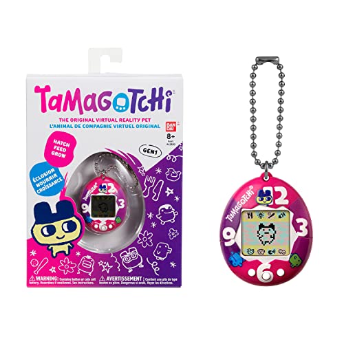Bandai Tamagotchi - Tamagotchi Original - Púrpura Pink Clock - Animal electrónico Virtual con Pantalla, 3 Botones y Juegos - 42889