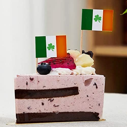 Bandera de palo de cóctel, bandera irlandesa de palpas de dientes chamrock topper bandera de palo de cóctel para decoración de pastel 100pcs syle3 topcake topcake toppers irlandés topper