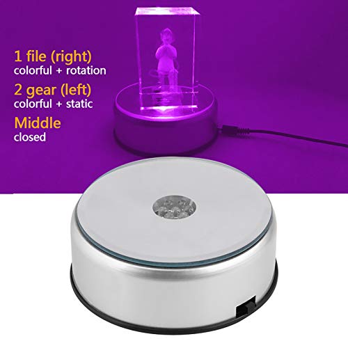 Base Giratoria para Imagenes 3D Base de Pantalla LED, Soporte de Soporte de Soporte de Base de Pantalla Giratorio de luz Colorida Paras de Arte