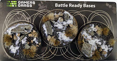 Battle Ready Bases GGB-WR50 Gamers Grass Winter Bases Round - Juego de 8 bases redondas (50 mm)