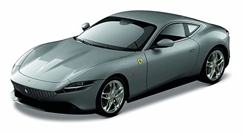Bburago Ferrari Roma: Modelo de Coche a Escala 1:24, Serie Ferrari Race & Play, Puertas móviles, Plata (18-26029S)