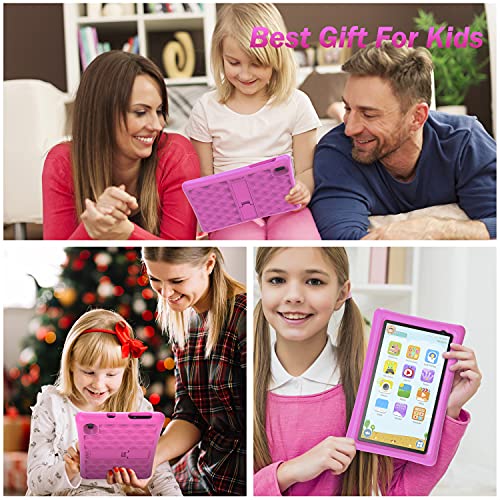 BENEVE Tablet Niños 7 Pulgadas Android 10 Quad Core Tablets PC para Niños WiFi Bluetooth 1024x600 Tablet Infantil 2GB 32GB Doble Cámara Kid-Proof Funda Tablet Niños Educativo (7 Pulgadas, Pink)