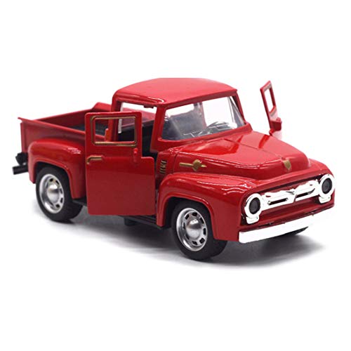 BesDirect Camiones Rojos navideños, Modelo de Coche de camión de Metal Vintage para decoración navideña, decoración de Mesa, niños, Juguetes, Decoraciones para Mesa, Juguetes