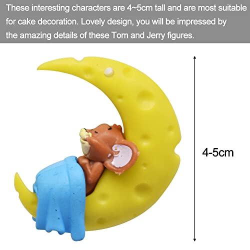 BESTZY dornos de Personajes de Dibujos Animados, 5 Piezas Decoración de Personajes de Anime, Tom & Jerry Mini Figuras, Fiesta de Pastel Decoración Suministros para Niños