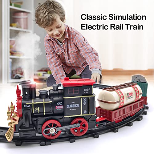 Beyiudefu Tren Juguete para Niños Clasico Tren Arbolde Navidad Electrico Locomotora de Vapor DIY Ferroviarias Juegos Regalos para Niños