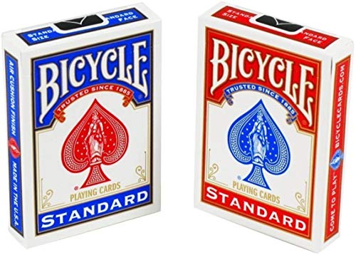 Bicycle Juego de 2 Cartas de Juego de Caras estándar de Color Rojo y Azul (88 x 63 mm)