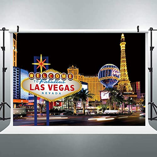 Bienvenido a Las Vegas Noche Ciudad Pography Backdrop Fabulosa Noche Casino Tema Prom Fiesta de Cumpleaños Banner Po Booth Customiz