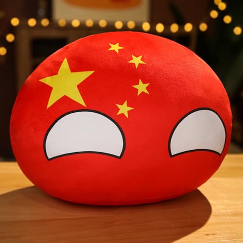 BIGJJIN Country Ball Plushies Countryballs Peluche de Juguete, Juguete de Peluche de Anime de 12 Pulgadas para Decoraciones de Interiores, Regalos para el Pueblo Chino, China (Size : B)