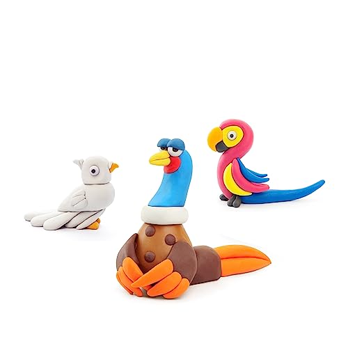 Bizak Hey Clay Pack Medio Pájaros, Plastilina de Secado al Aire y App con Instrucciones para moldear y Jugar, Regalo para niños y niñas de más de 3 años, (64240020)