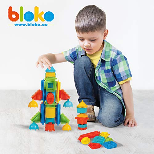 BLOKO 100 Piezas construcción Bloques de Dientes Rojo Barril, Multicolor (MBI International Bloko503551)