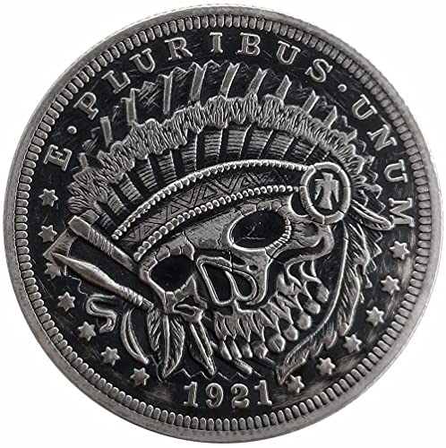 BOKJG Guerrero Indio Americano Maya Skull Totem Hobo Níquel Colección de Chapado en Plata Antigua Moneda de desafío Serie Satan