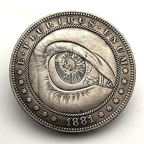 BOKJG Moneda errante de 1881, latón tuerto, Medalla de Plata Vieja, Moneda Coleccionable, Moneda de Cobre, Ojo de Plata, Moneda Conmemorativa de Cobre mágico