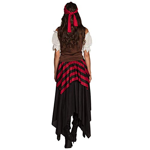 Boland - Disfraz de pirata tornado, vestido, corsé, pañuelo para la cabeza, para mujer, ladrón de mar, corsario, disfraz, carnaval, fiesta temática