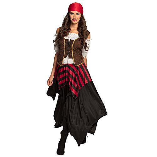 Boland - Disfraz de pirata tornado, vestido, corsé, pañuelo para la cabeza, para mujer, ladrón de mar, corsario, disfraz, carnaval, fiesta temática