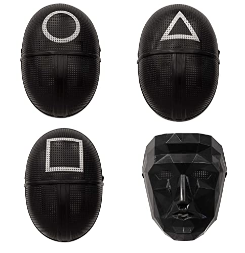 Boland - Máscara triangular, cuadrada, círculo o guía, 4 diseños para elegir, soldado, guardián, jugador, máscara facial, máscara de juego coreano, disfraz, carnaval, fiesta temática.
