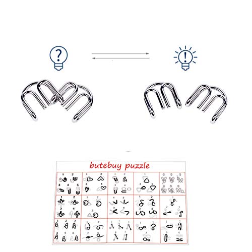 BOROK Rompecabezas Metal, 24Pack 3D Puzzles Adultos Juegos de Ingenio (9xMadera +15xMetal) Juegos de Mesa Juego IQ Juguete Educativos Habilidad Juego Logica Calendario de Adviento Niños