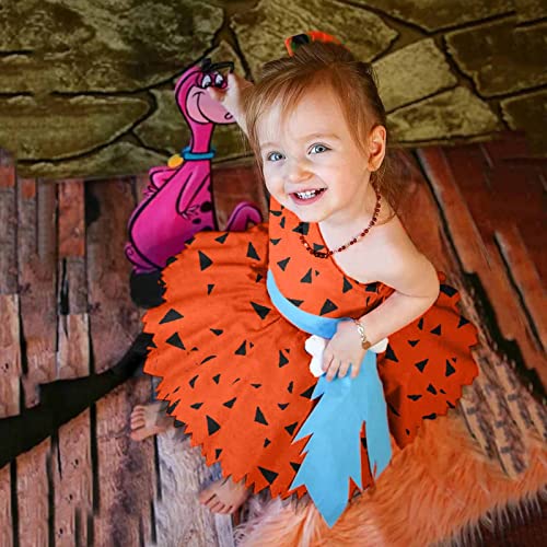 BOTCAM Disfraz de Caveman para niños pequeños Halloween Hueso de perro histórico Cavegirl Malla Tul Vestido Princesa Trajes Niña Denim