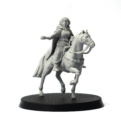 Brother Vinni Caballero montado Femenino, 28 mm de Resina en Miniatura para Jugar Saga: Age of Crusades