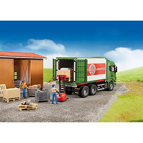 bruder 02415 - Accesorios logísticos, 2 cajas paletas, 2 cajas, 10 paletas, envío, camión transportador, juguetes