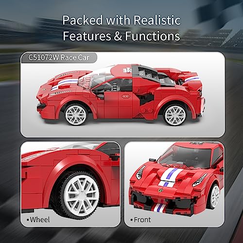 Cada - Race Car - Deportivo de Color Rojo - Set de construcción - con R/C y Control por App - 306 Piezas - 6+ - (DeQube 927DE51072)