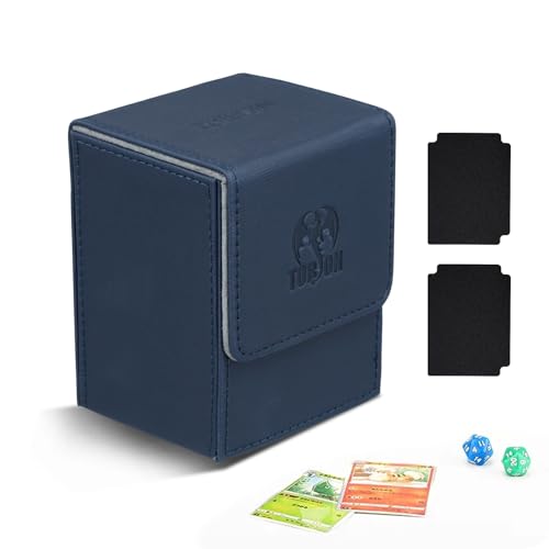 Caja de baraja para cartas Magic the Gathering, caja de cartas coleccionables para más de 80 cartas con 2 divisores, caja de cartas magnética compatible con naipes PTCG MTG TCG Commander(Azul)