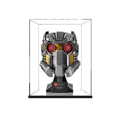 Caja de exhibición acrílica compatible con LEGO 76251 Marvel Star-Lord's Helmet Display Box, caja de exhibición, caja a prueba de polvo, caja de almacenamiento (sin modelo de bloque de construcción)