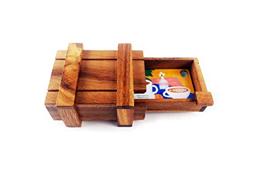 Caja de madera en 3D para desenvolver una caja de regalo oculta con un escondite o compartimentos para un amante de los rompecabezas de búsqueda del tesoro (1 compartimento)
