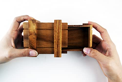 Caja de madera en 3D para desenvolver una caja de regalo oculta con un escondite o compartimentos para un amante de los rompecabezas de búsqueda del tesoro (1 compartimento)