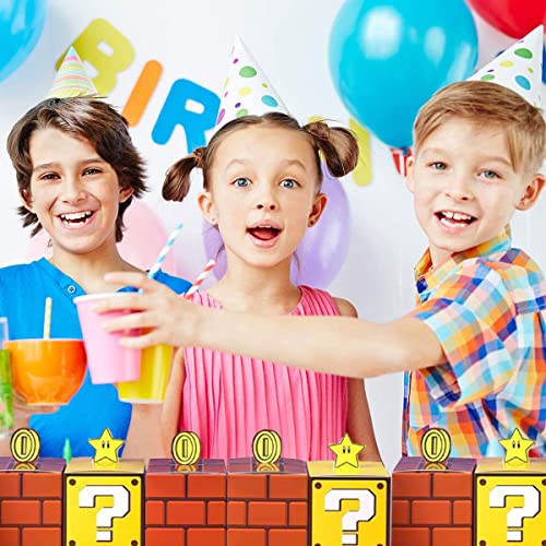 Caja de regalo para fiesta de Mario 24 piezas de bloques de ladrillo de videojuegos bolsas de regalo para recuerdos de fiesta temática de Mario, suministros de decoración para niños